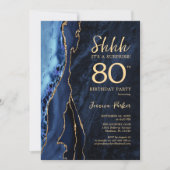 Invitation Marine Blue Gold Agate Surprise 80e anniversaire (Devant)