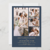 Invitation Marine Blue Gold All In One QR Code Mariage photo (Devant)