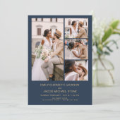 Invitation Marine Blue Gold All In One QR Code Mariage photo (Debout devant)