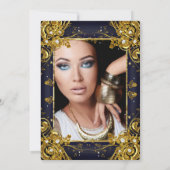 Invitation Marine Blue Gold Anniversaire Photo Diamond Gem (Dos)