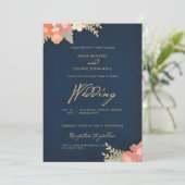 Invitation Marine Blue Gold Blush Peach Mariage Invi (Debout devant)