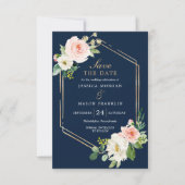 Invitation Marine Blue Gold Blush Wedding Enregistrer La Cart (Devant)