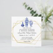 Invitation Marine Blue Gold Chinoiserie Chinoise Poterie Vint (Debout devant)