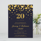Invitation Marine Blue & Gold Confetti 20e anniversaire maria (Debout devant)