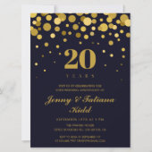 Invitation Marine Blue & Gold Confetti 20e anniversaire maria (Devant)