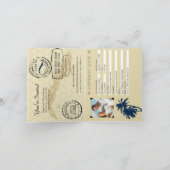 Invitation Marine Blue Gold Cuba Passeport Mariage (Intérieur)