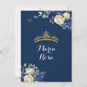 Invitation Marine Blue Gold Floral Princesse Quinceañera (Dos)