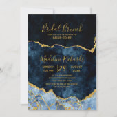 Invitation Marine Blue Gold Foil Agate Bridal Brunch Invitati (Devant)