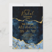 Invitation Marine Blue Gold Foil Agate Douche nuptiale Invita (Devant)
