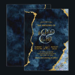 Invitation Marine Blue Gold Foil Agate Gilt Wedding Invitatio<br><div class="desc">Marine Blue & Gold Foil Aquarelle Marbre Agate Gilded Geode Design,  avec polices Moderne et Script. Invitations de mariage tendance et chic ! ~ Regardez ma boutique pour voir l'ensemble de la suite mariage pour ce design!</div>