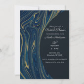 Invitation Marine Blue & Gold Modern Glam Marbre Fête des mar (Devant)