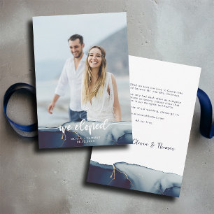 Invitation Marine Blue Gold Moderne Photo Elopement Faire-par