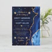 Invitation Marine Blue & Gold Parties scintillant Agate et ma (Debout devant)