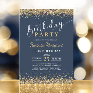 Invitation Marine Blue Gold Parties scintillant N'importe que
