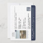Invitation Marine Blue Gold Passport Destination Mariage QR (Dos)
