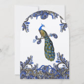 Invitation Marine Blue & Gold Peacock Paisley Wedding Invitat (Dos)