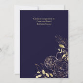 Invitation Marine Blue & Gold Peony Fête des mariées florale  (Dos)