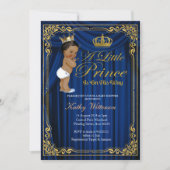 Invitation Marine Blue Gold Prince Baby shower ethnique invit (Devant)