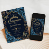 Invitation Marine Blue Gold Quinceanera