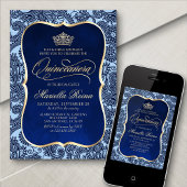 Invitation Marine Blue Gold Quinceañera