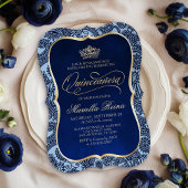 Invitation Marine Blue Gold Quinceañera