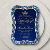 Invitation Marine Blue Gold Quinceañera