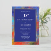Invitation Marine Blue Gold Red Aquarelle 18e anniversaire (Debout devant)