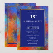 Invitation Marine Blue Gold Red Aquarelle 18e anniversaire (Devant / Derrière)