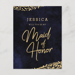 Invitation Marine Blue & Gold Serez-vous ma servante d'honneu
