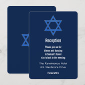 Invitation Marine Blue Gold Star de David Bar Mitzvah Récepti (Devant / Derrière)