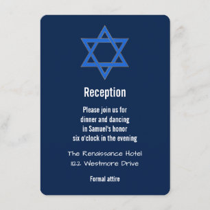 Invitation Marine Blue Gold Star de David Bar Mitzvah Récepti