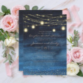 Invitation Marine Blue Gold String éclaire la nuptiale d'un c