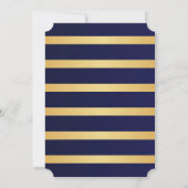 Invitation Marine Blue Gold Stripes Mariage moderne (Dos)