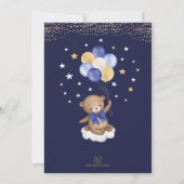 Invitation Marine Blue Gold Teddy Bear Lune et Baby shower ar (Dos)