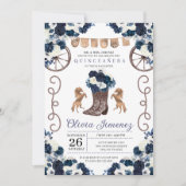 Invitation Marine Blue Gold Western Charra Bottes Quinceañera (Devant)