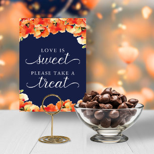 Invitation Marine Blue Golden Poppy Love is Sweet Sign