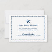 Invitation Marine Blue Graceful Starfish Détails du Mariage (Devant)