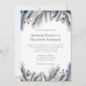 Invitation Marine, Blue Grey, Rusty Brown Winter Botanique (Devant)