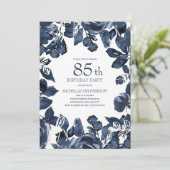 Invitation Marine Blue Indigo Feuilles 85e anniversaire (Debout devant)