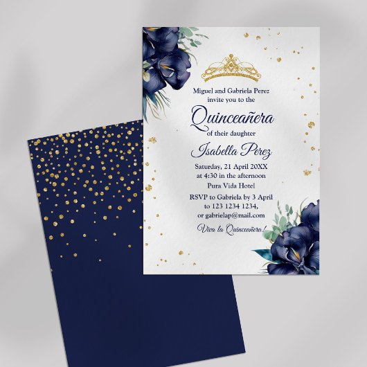 Invitation Marine Blue Iris et Parties scintillant Tiara Quin