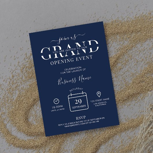 Invitation Marine Blue Minimal Logo Entreprise Grand Ouvertur