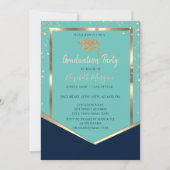 Invitation Marine Blue Mint Green Gold Diamonds (Devant)