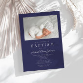 Invitation Marine Blue Modern Boy Photo Baptême