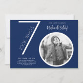 Invitation Marine Blue Modern Photo 70e anniversaire Invitati (Devant)