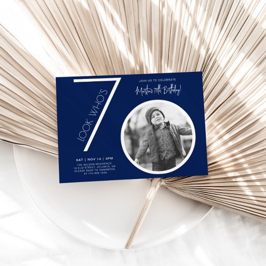 Invitation Marine Blue Modern Photo 70e anniversaire Invitati