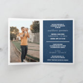 Invitation Marine Blue Modern Textured Photo Graduation (Intérieur)
