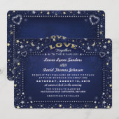 Invitation Marine Blue Moon Stars avec des familles Invitatio (Devant / Derrière)