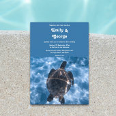 Invitation Marine Blue Nautical Turtle Beach Mariage côtier