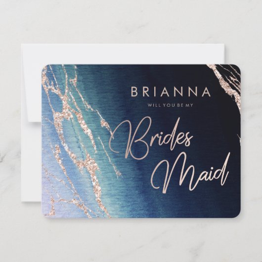 Invitation Marine Blue Ombre Agate Serez-Vous Ma Bridesmaid (Devant)