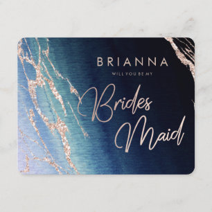 Invitation Marine Blue Ombre Agate Serez-Vous Ma Bridesmaid